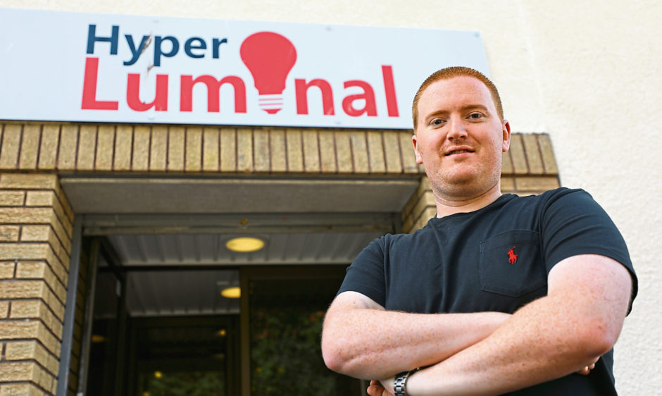 Stuart Martin outside the old Dundee Hyper Luminal Games office