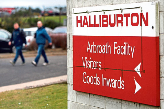 A sign at Halliburtons Arbroath site.
