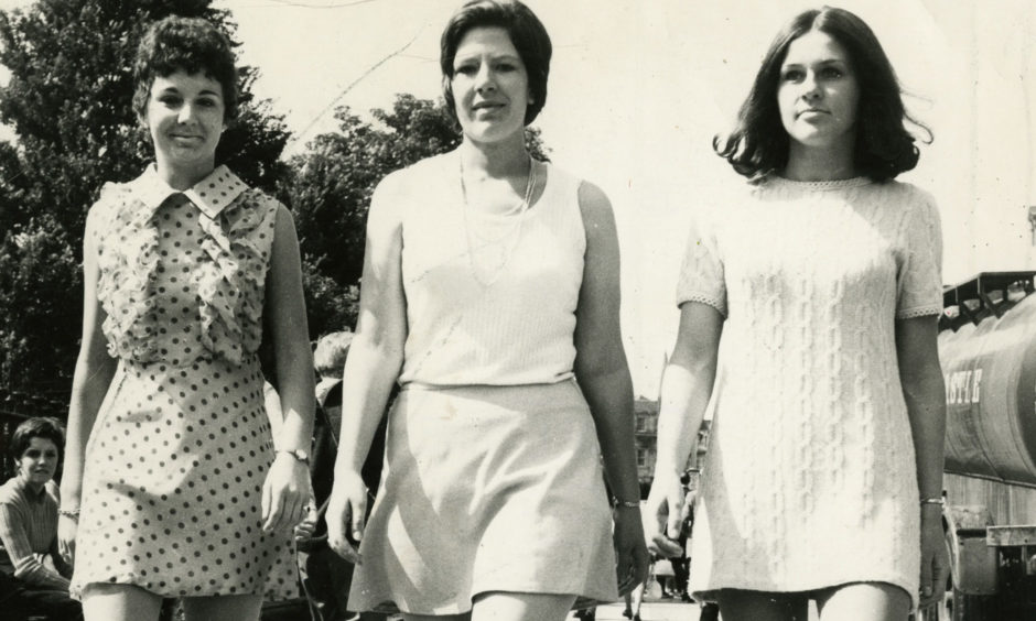 A group of women sporting mini dresses in Dundee in 1971.