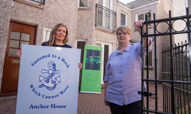 Wendy Givens and Sharon Thomas of Anchor House and The Lighthouse outside new crisis centre for mental health being set up in Perth at The Neuk.