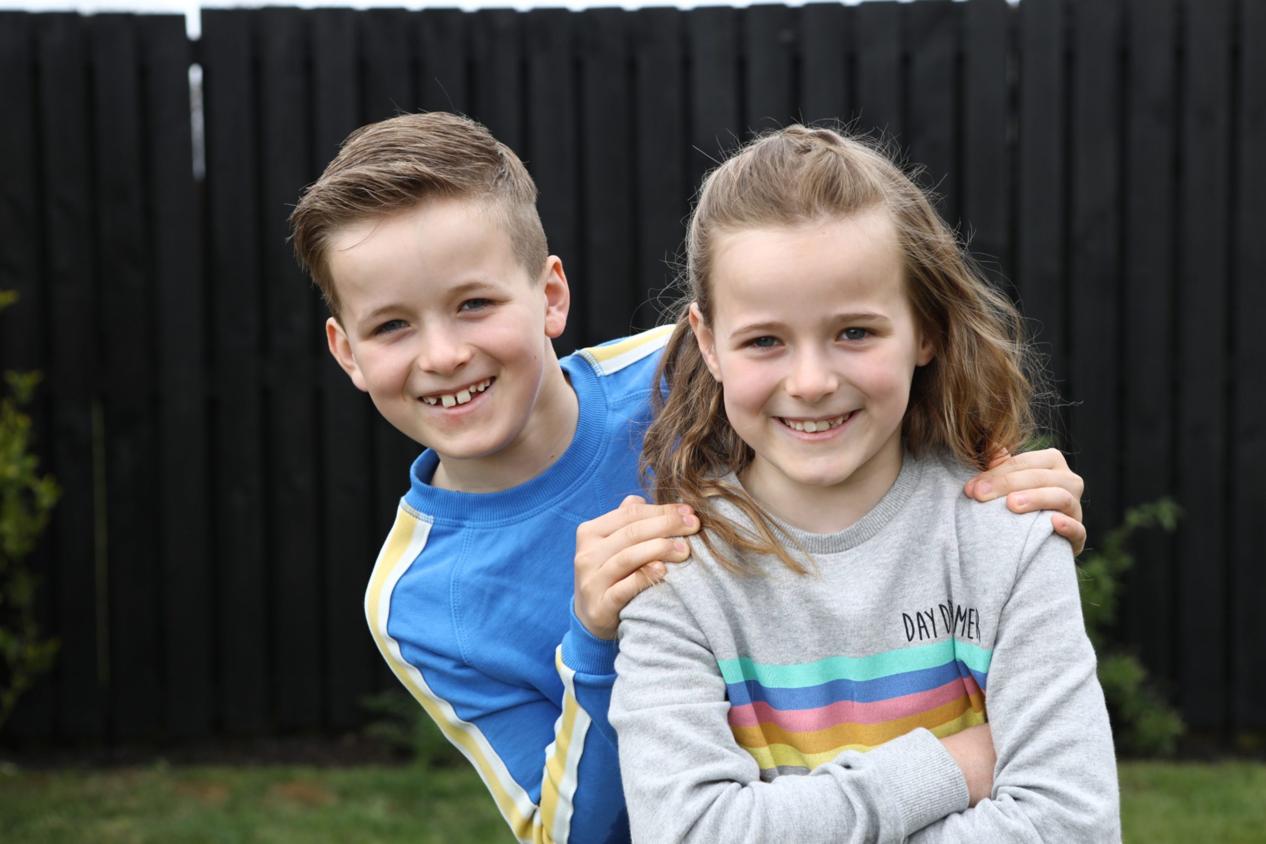 Twins Cole and Orla Cunningham after they raised £850 for the NHS from the Easter Egg Hunt they made up round Dundee.