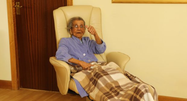 Daphne Shah, 98, at home in St Madoes after beating coronavirus.