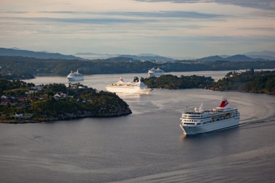 The ferries joined Fred. Olsen cruise liners (pictured) in the Forth.