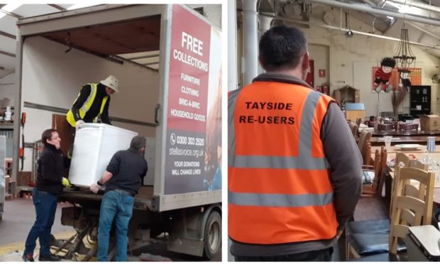 Workers load up a van destined for Peterhead