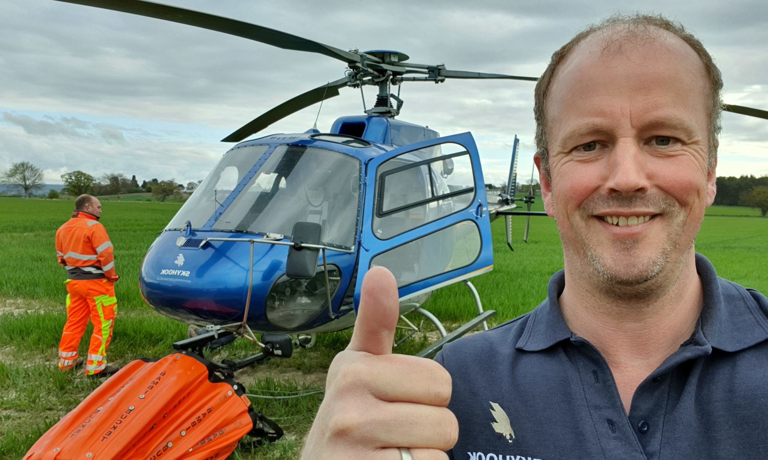 Guy Stephens with his helicopter