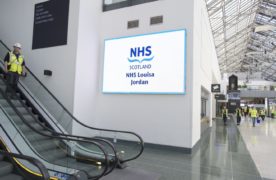 The interior of the NHS Louisa Jordan Hospital in Glasgow.