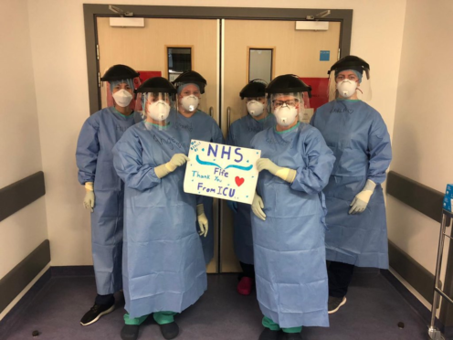 Frontline staff from the intensive care unit at Victoria Hospital, Kirkcaldy.