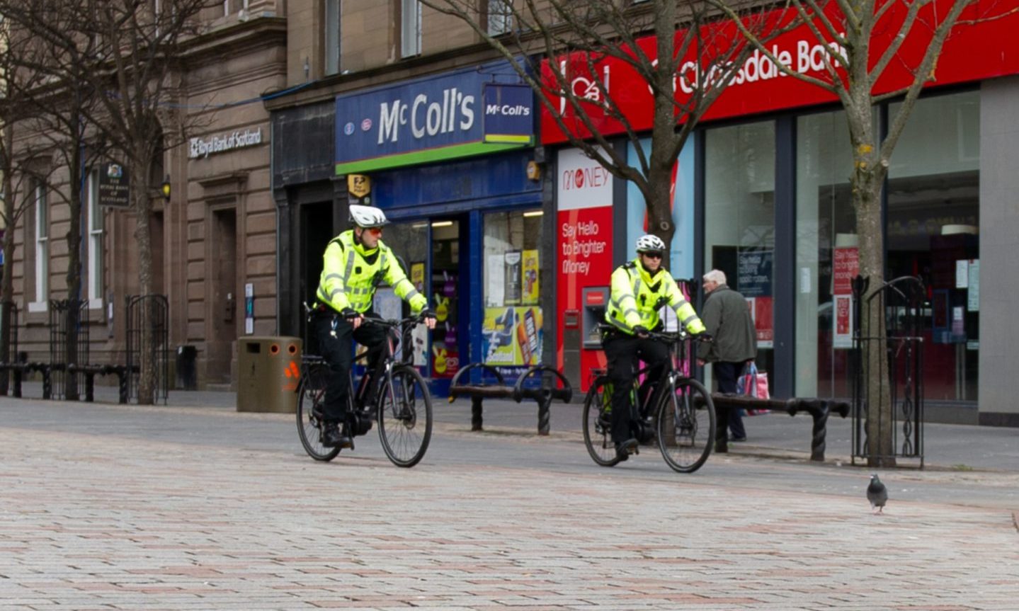 Police on patrol in Dundee city centre.