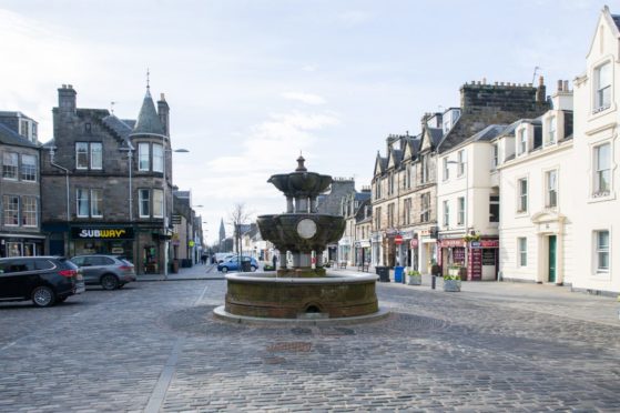 A virtually empty Market Street, St Andrews.