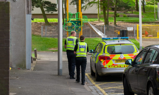 Police at Elders Court investigating an  incident in April.