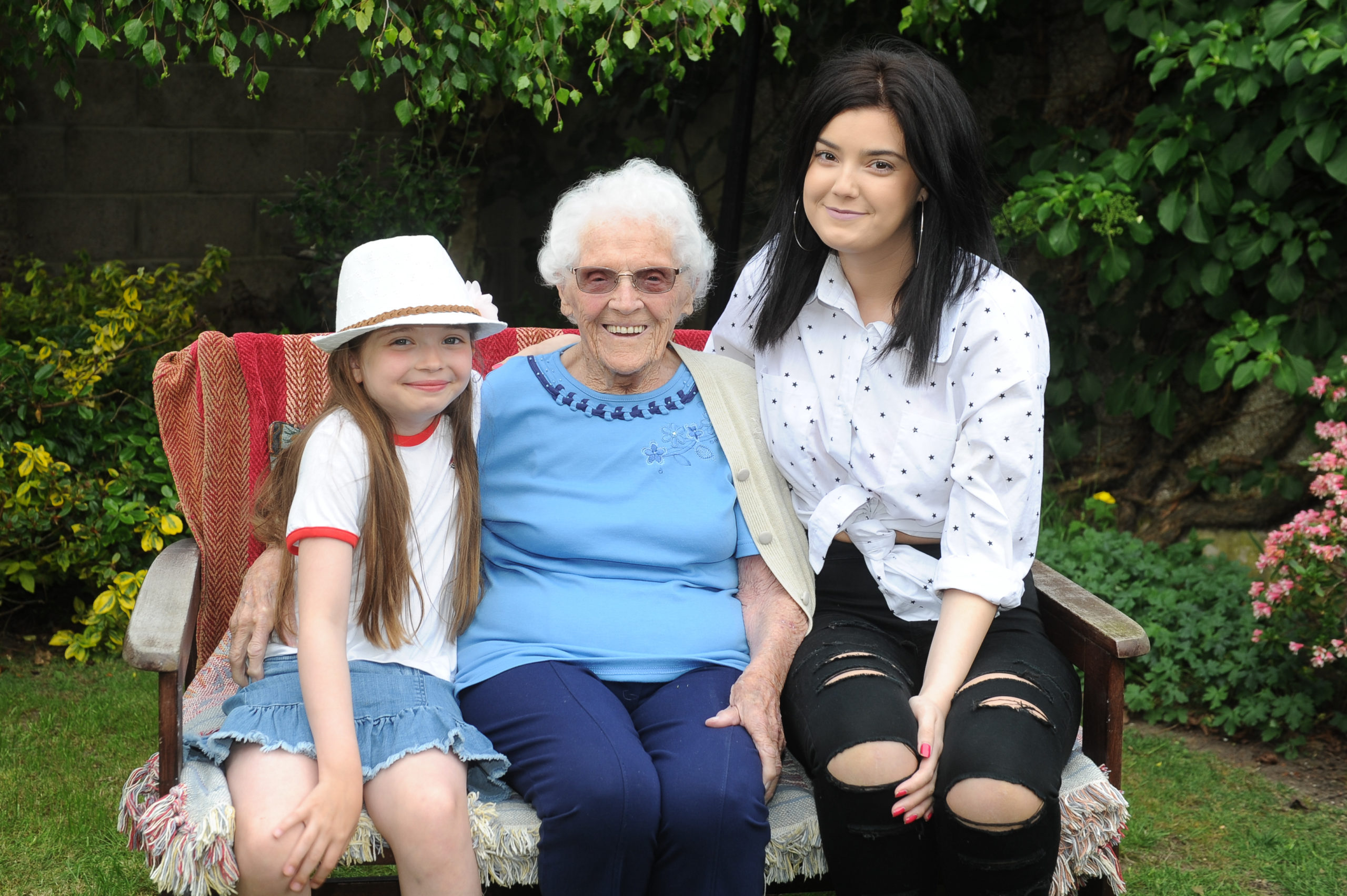 Ethel Lees with great-great grandchildren Nicole (left) and Kirsten Lees