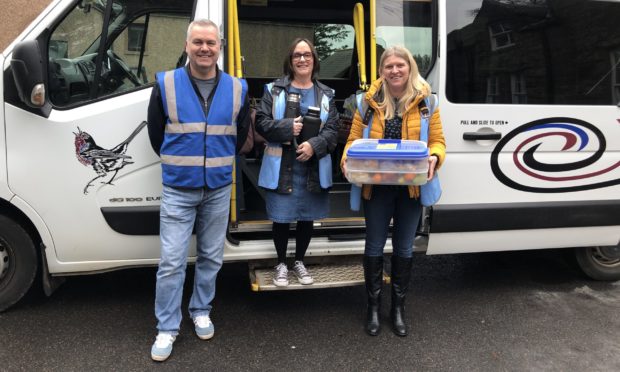 Jackie Bell, Stuart McKenzie and Jenny Teviotdale from the Kirriemuir Day Centre