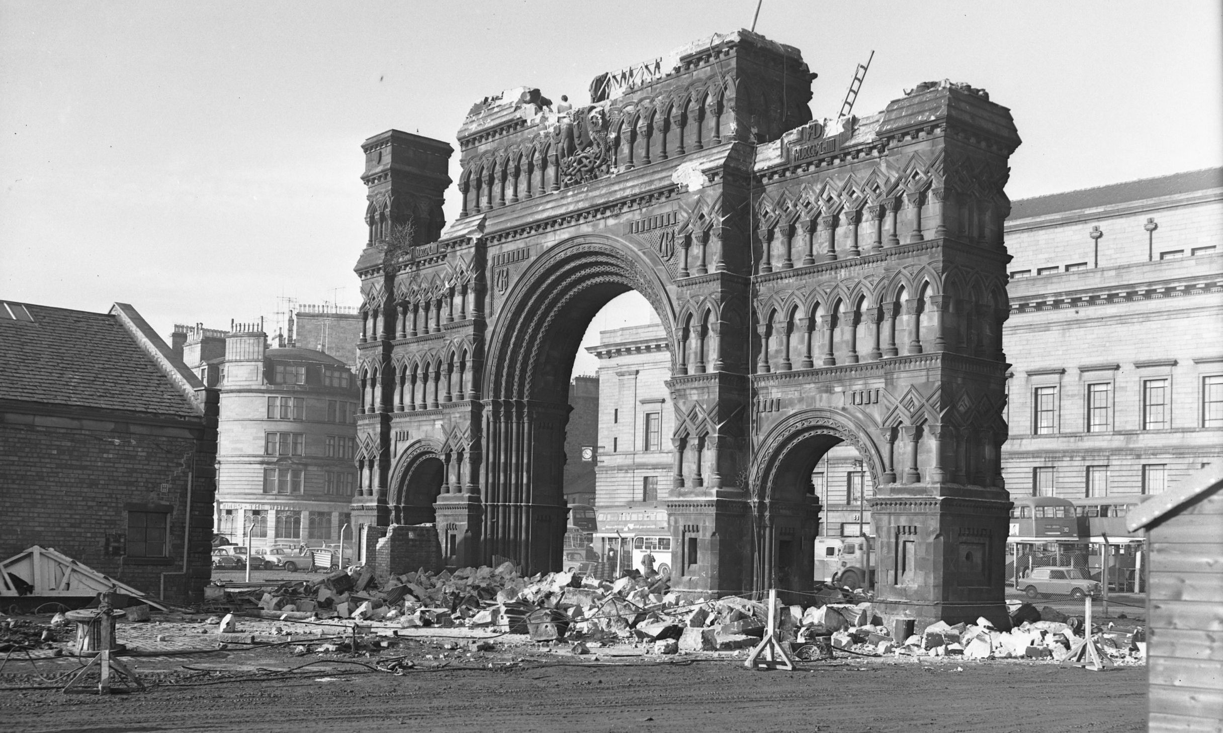 Dundee's famous Royal Arch being demolished in February 1964.
