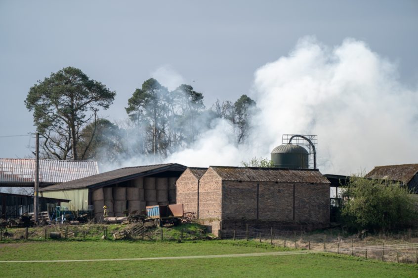 The blaze at Blairsgreen Farm, Saline.
