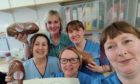 Staff at Adamson Hospital, Cupar say thanks for their Fisher and Donaldson fudge doughnuts