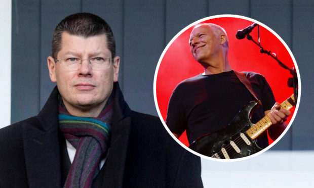 Neil Doncaster was a security guard at Pink Floyd gig, with band's Dave Gilmour inset