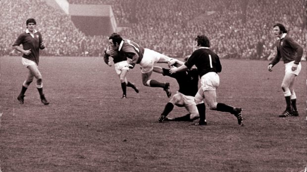 Scotland vs Wales in 1973 in  one of the many treasures in Dark Blue Blood.