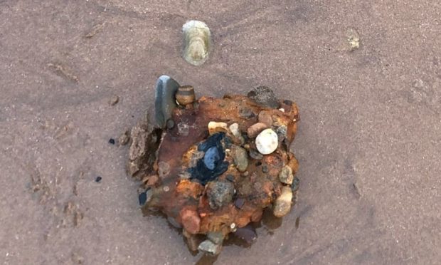 The land mine parts found on the beach