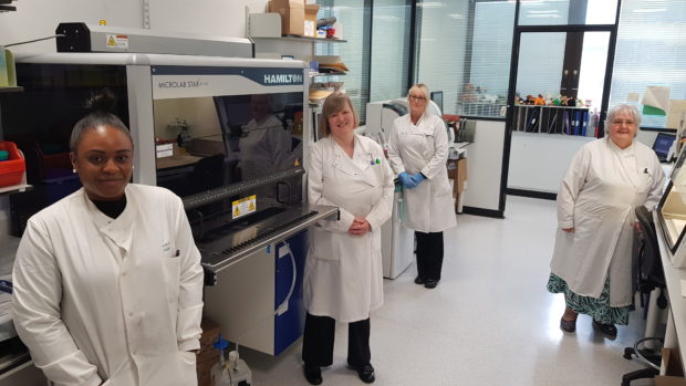 Some of the virology lab team at Ninewells Hospital