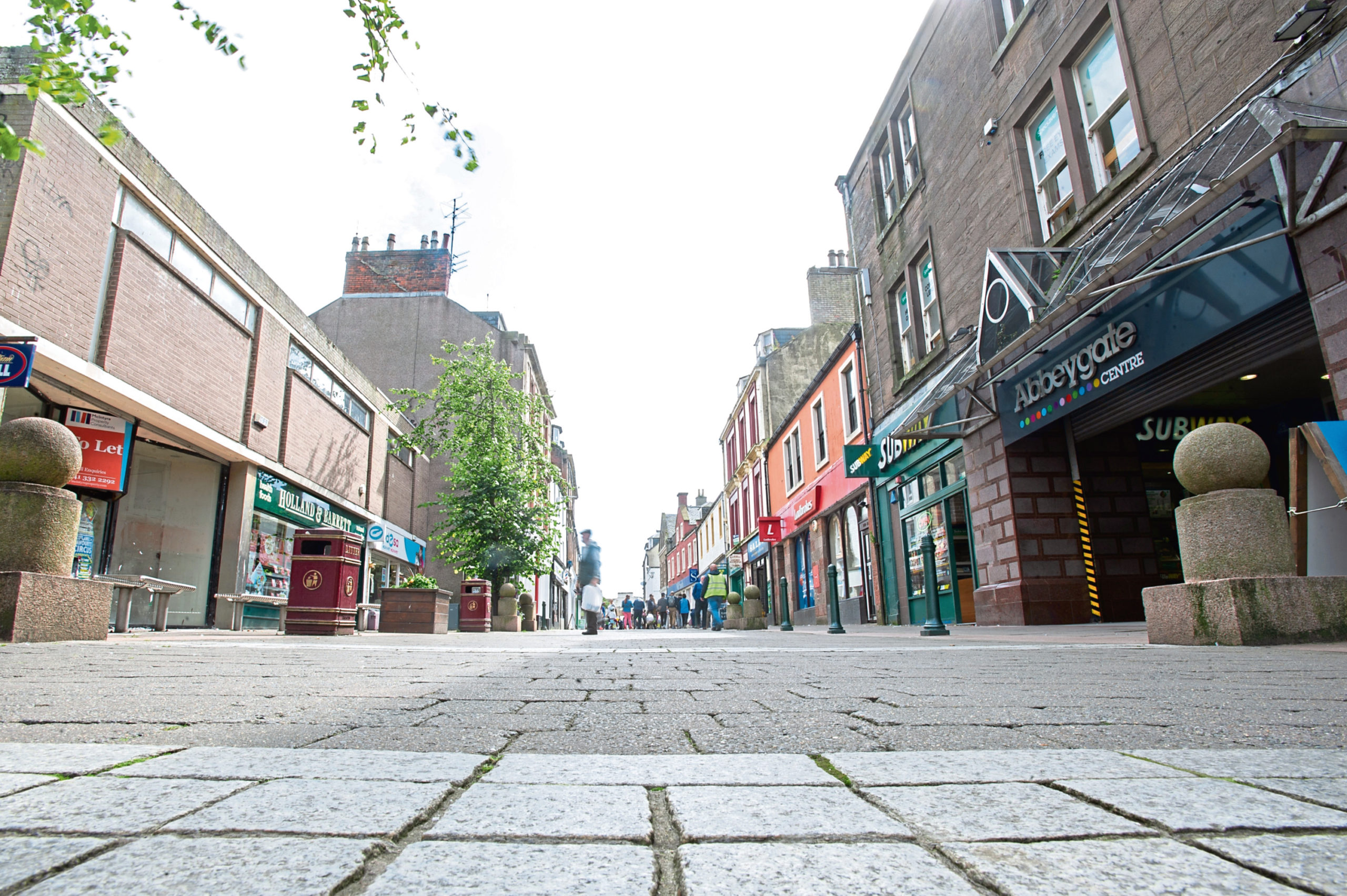Arbroath High Street. The Covid-19 restrictions saw shops pull down the shutters.