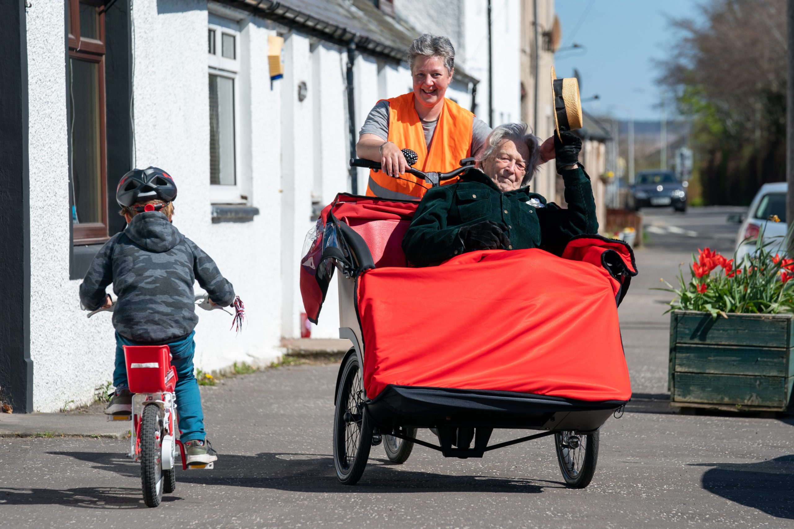 Rowena Ross and her dad Johannes Surkamp and the new Cycling Without Age trishaw for the Auchterarder area.