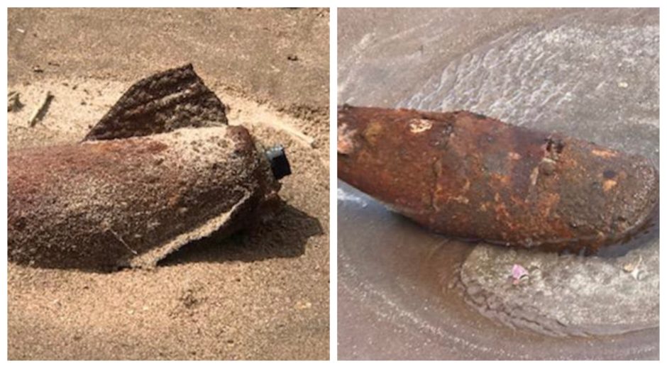 Royal Navy team called as unexploded 50kg bomb discovered on Angus beach