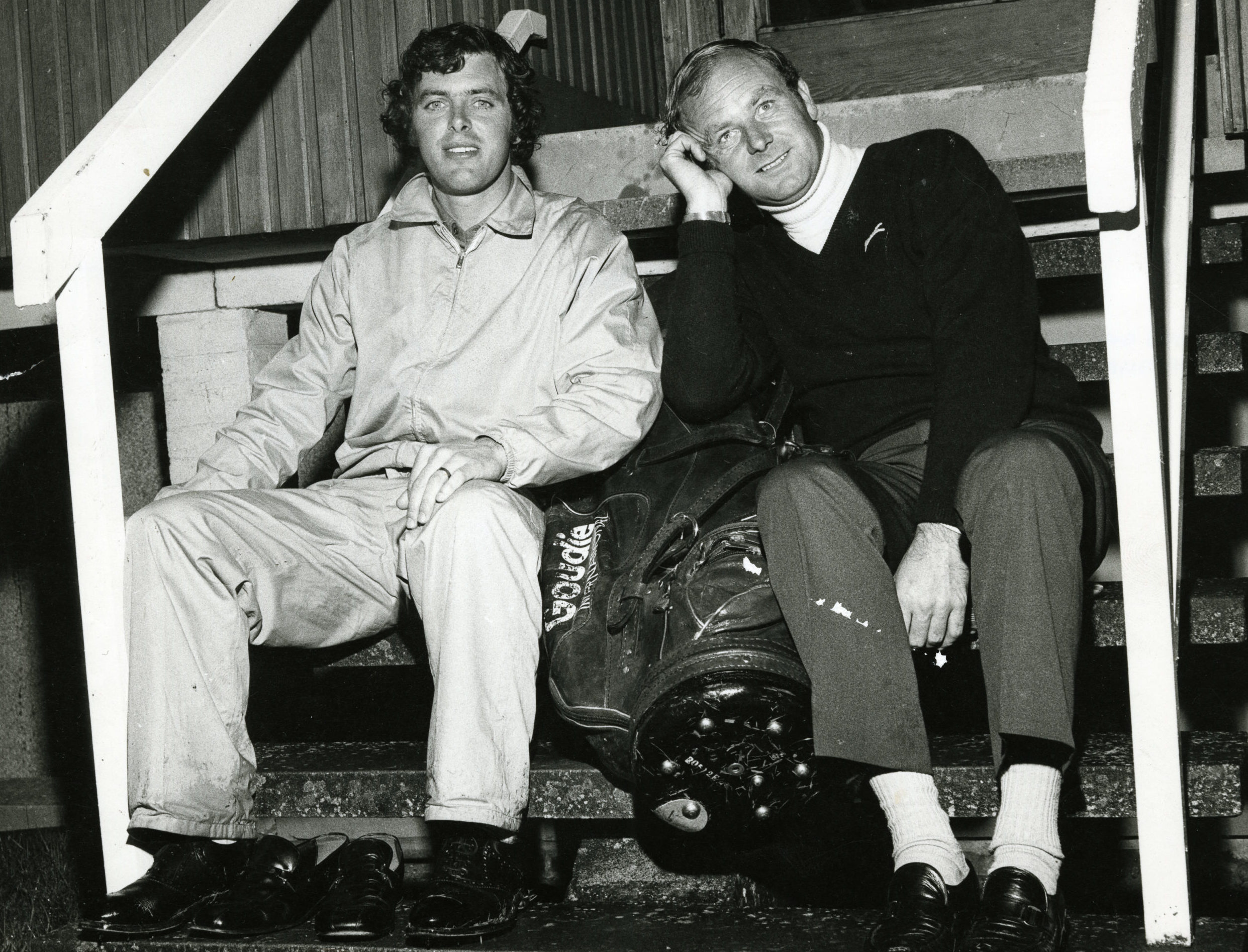 Bernard Gallacher and Ronnie Shade after the completion of their hectic day's golf.