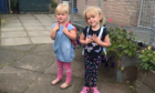 Cousins Merida Stephens and Sophia Goldie on their first day at Crossford Nursery.