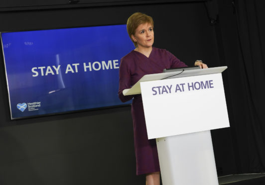 First Minister Nicola Sturgeon speaking during her daily coronavirus briefing in St Andrew's House, Edinburgh.