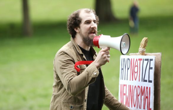 Protester Daniel Clark took centre stage.