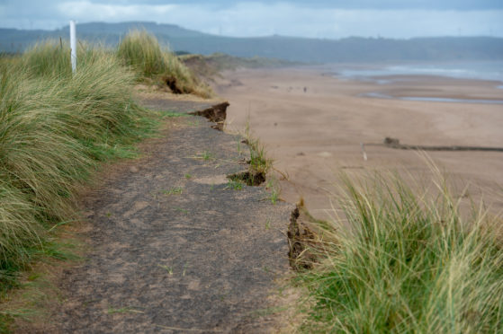 The badly eroded dunes on the edge of the Montrose course.