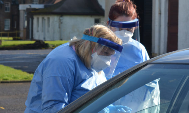 Staff at an NHS Fife testing centre.