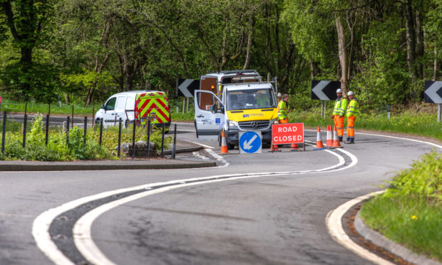 The road closure on the A85.