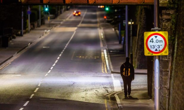 Picture shows empty roads and streets - looking from St Leonard's towards Marshall Place, Perth, during lockdown.