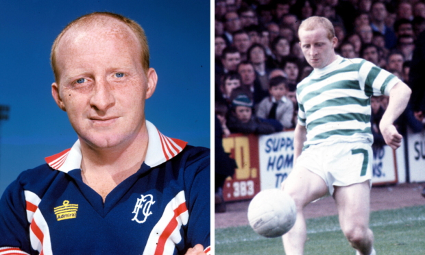Celtic great Jinky pictured after joining the Dark Blues, left