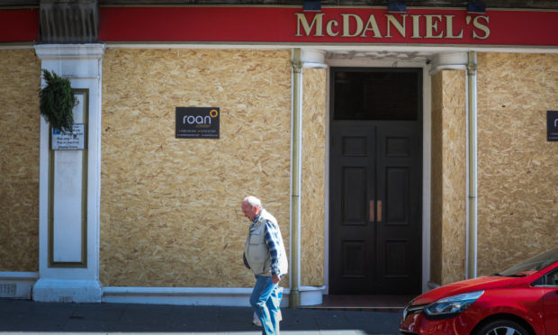 A boarded-up McDaniel's in Dundee during the initial lockdown.