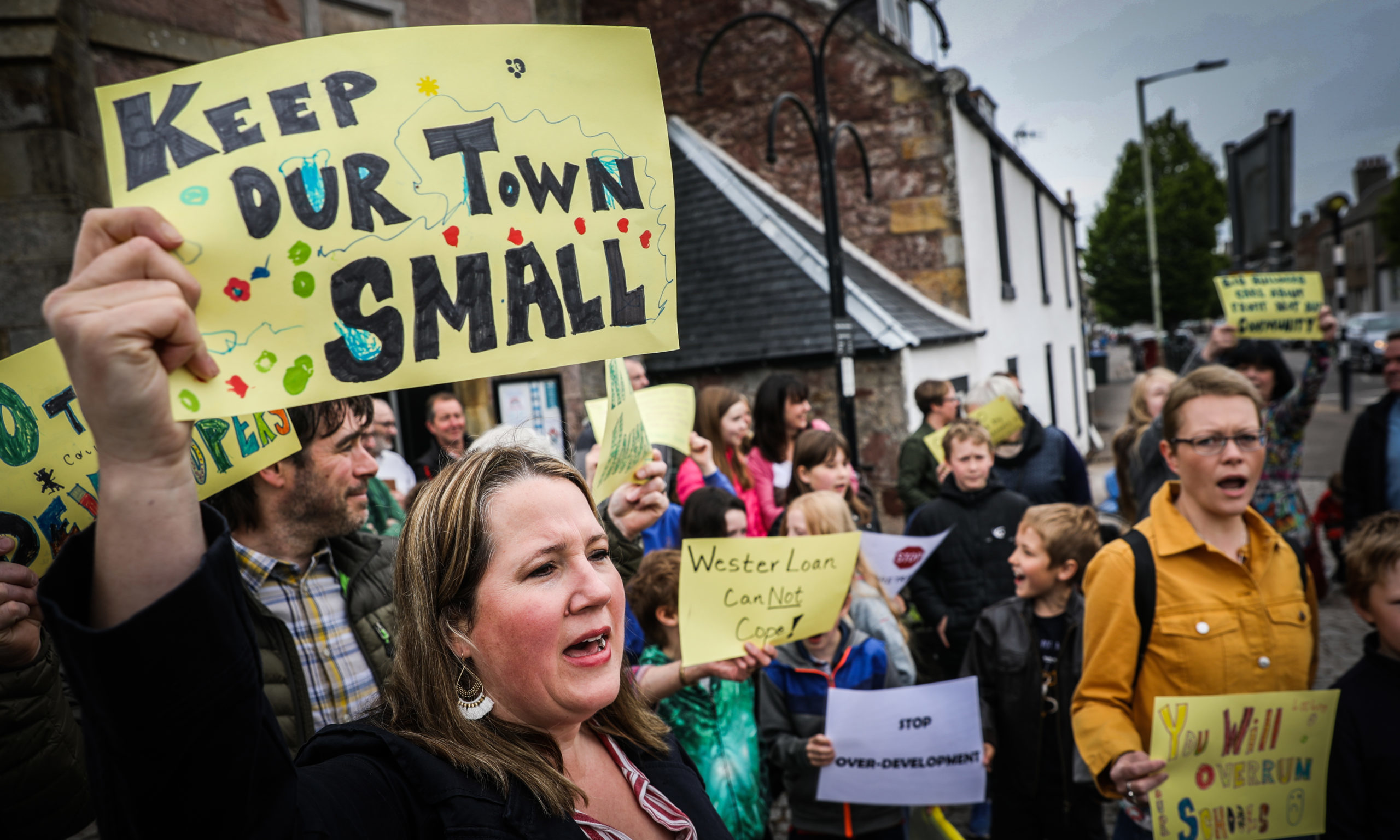Residents took to the streets in protest of the plans for Pitdownies Farm.
