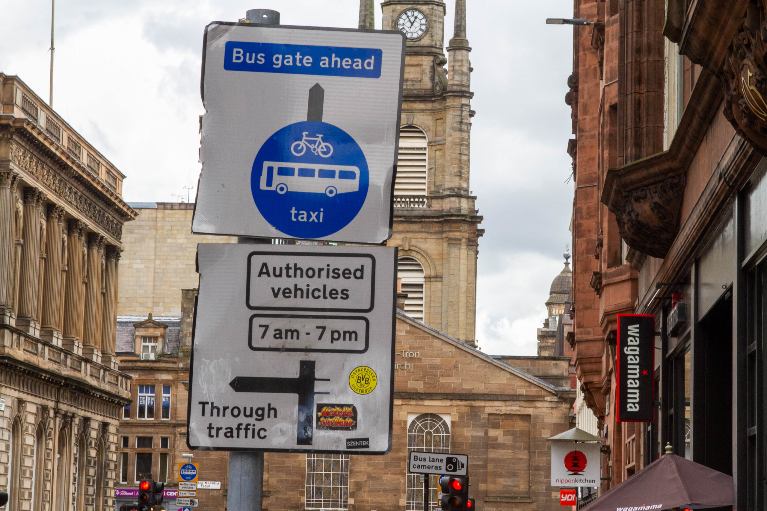 Glasgow Bus lane on West George St, Glasgow.