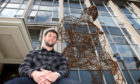 Duncan of Jordanstone, Dundee.  Student Stuart Turnbull with his sculpture 'The Welder'.