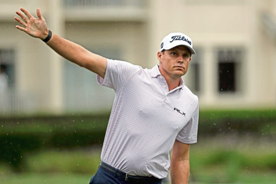 Mandatory Credit: Photo by Gerry Broome/AP/Shutterstock (10685446a)
Nick Watney signals after a tee shot during the first round of the RBC Heritage Golf tournament at Harbour Town Golf Links in Hilton Head, S.C. Watney has tested positive for coronavirus and did not play in Friday's round
Virus Outbreak PGA Tour, Hilton Head, United States - 18 Jun 2020