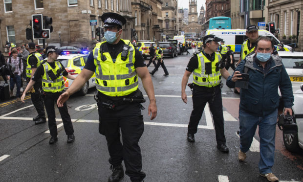 Police respond to a major incident on West George Street, Glasgow.