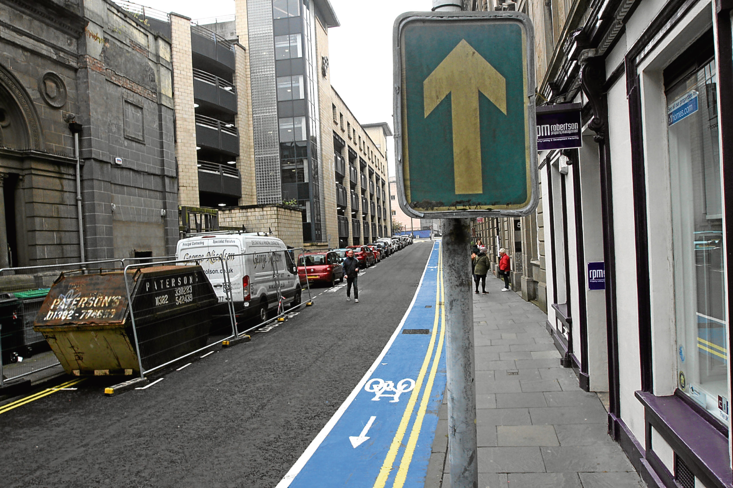 The Bank Street contraflow cycling lane in Dundee.