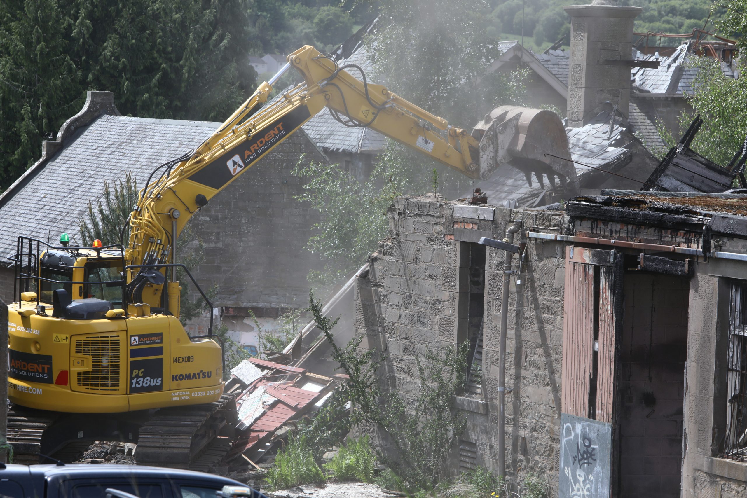Demolition work starting at Strathmartine Hospital.