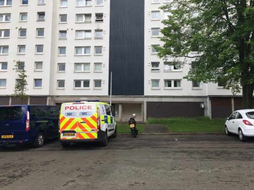 A police van outside Elder's Court on June 21.