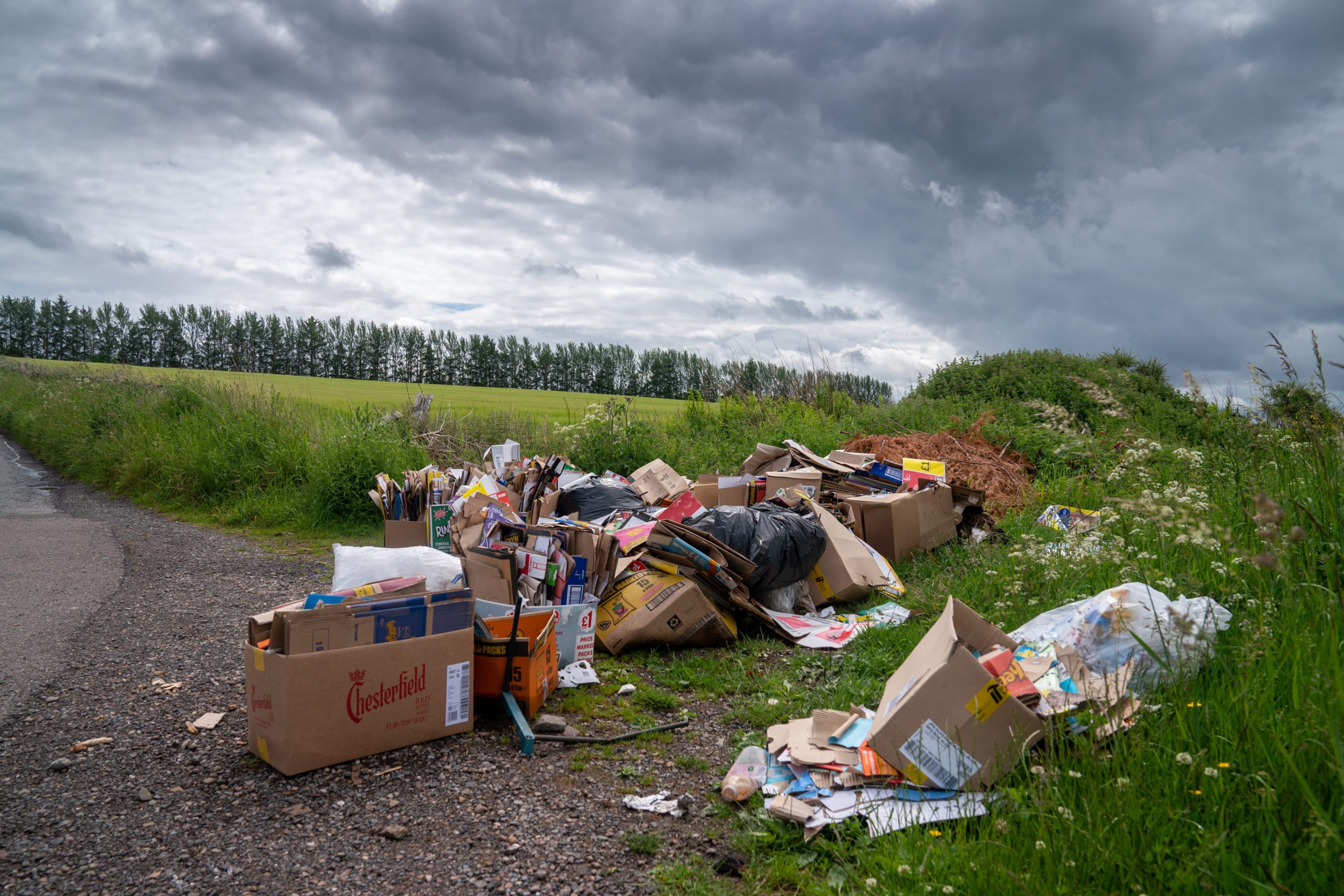 Fly tipping on the outskirts of Auchterhouse in Angus.
