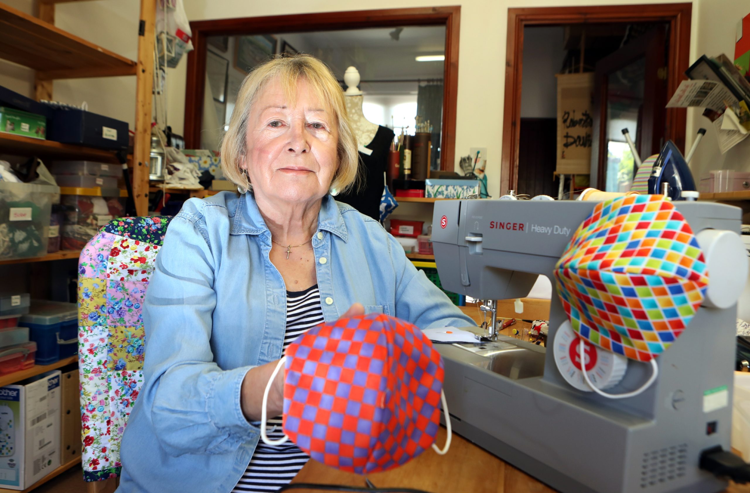 Linda Robertson has been making fashionable face coverings in her home workshop in Letham.