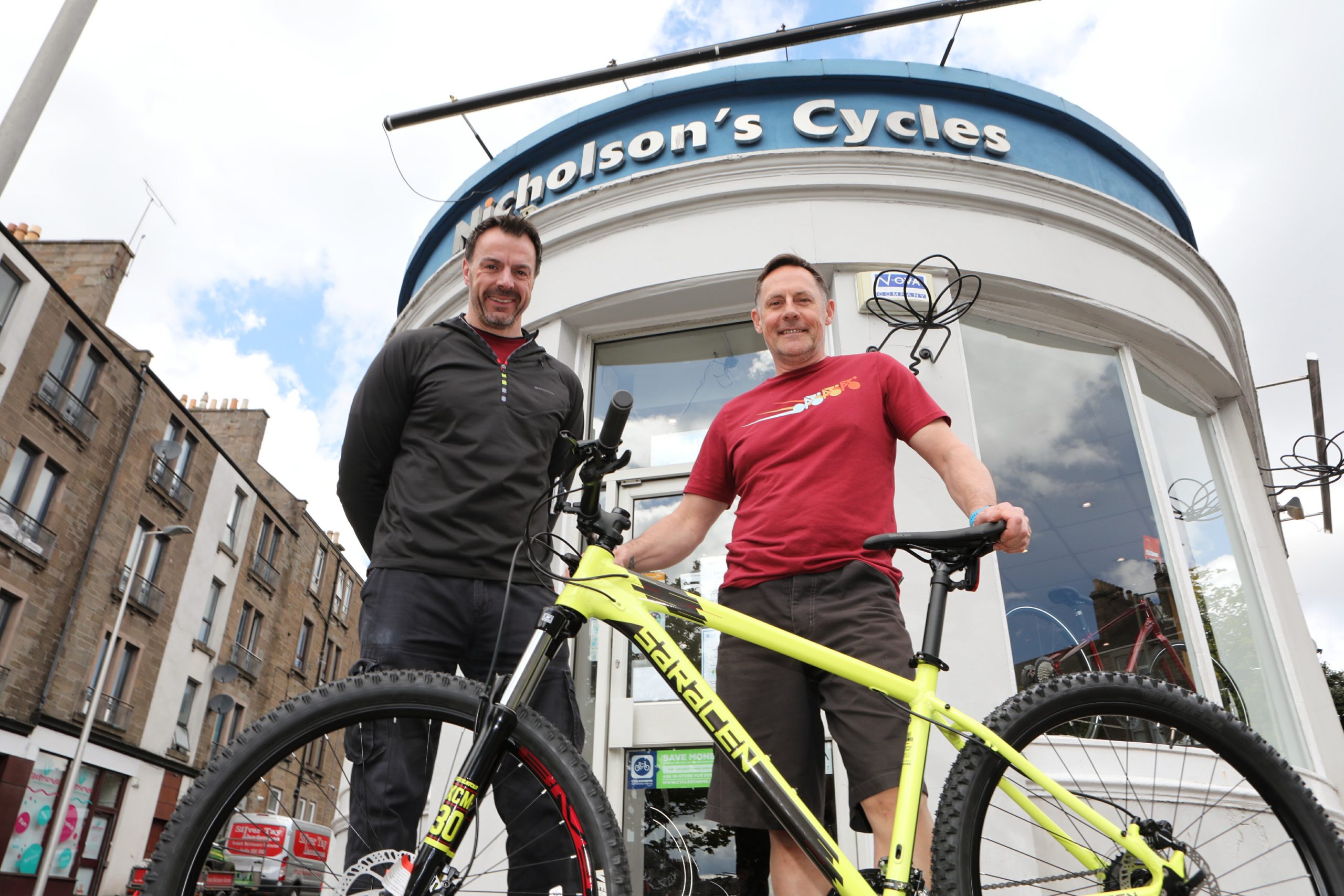 Colin Murray (right), owner of Nicolson's Cycles, with sales manager Mark Griffin.