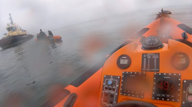 Kinghorn Lifeboat Crew managed to escort the stranded vessel to safety.