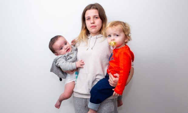 Leigha with sons Hayes, left, and Alfie.