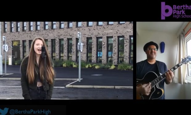 Bertha Park pupil Livi performs with Amy Winehouse guitarist Robin Banerjee.